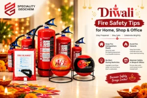 Shopkeeper checking exit path and wiring as part of fire safety tips for shops before Diwali