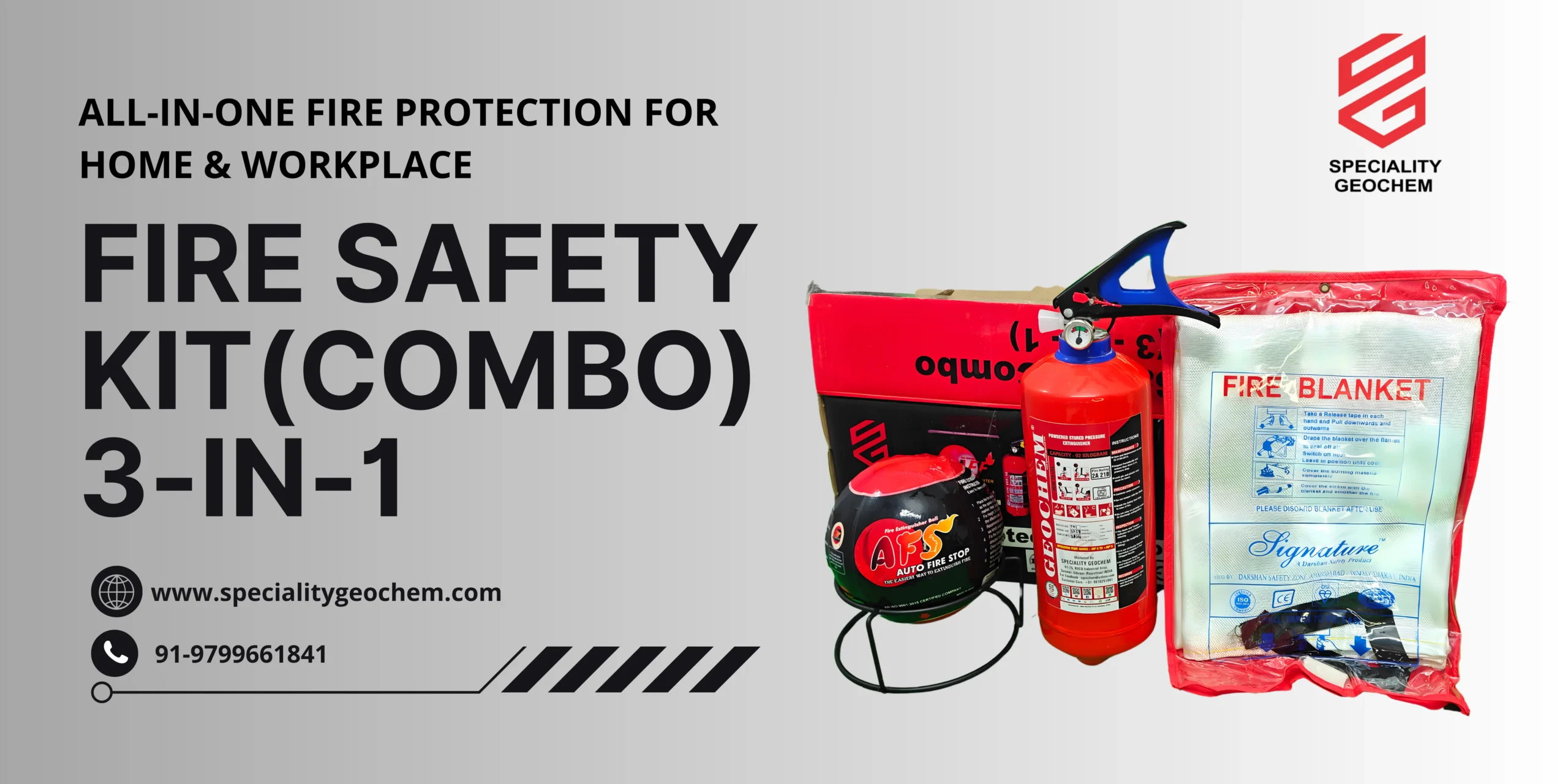 Fire Safety Kit/ Fire safety combo (3-in-1) by Speciality Geochem