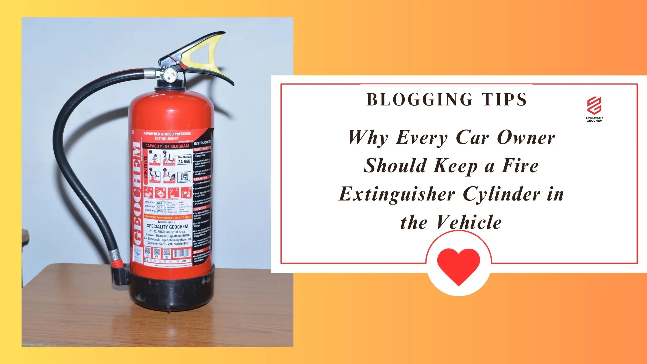 Fire Extinguisher Cylinder in the Vehicle