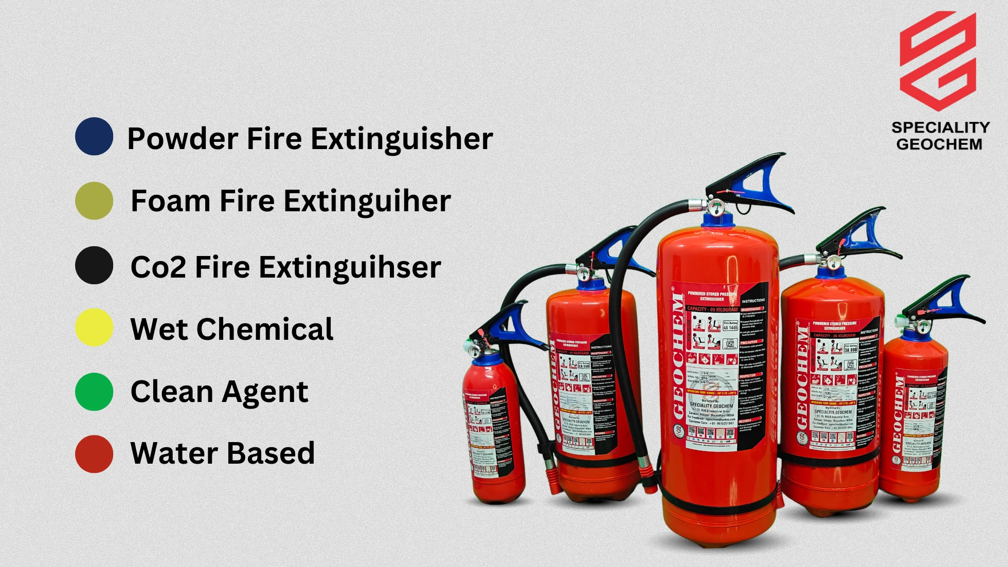 Fire Extinguisher Colour Code in India: Complete image showing colour code or each extinguisher (IS 2190 & BIS Standards)