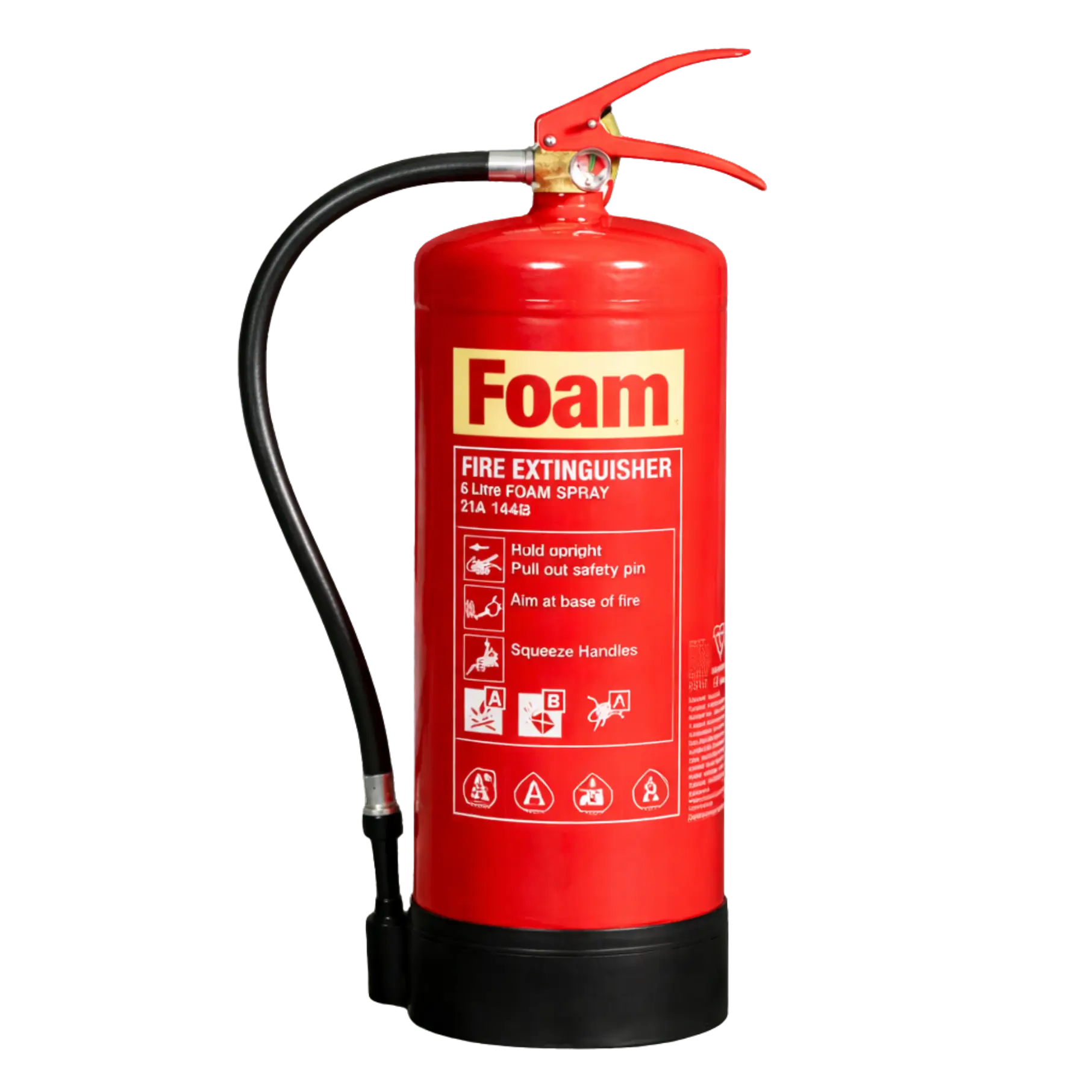 AFFF foam fire extinguisher cylinder for Class A and B fire protection in fuel, chemical, and industrial areas