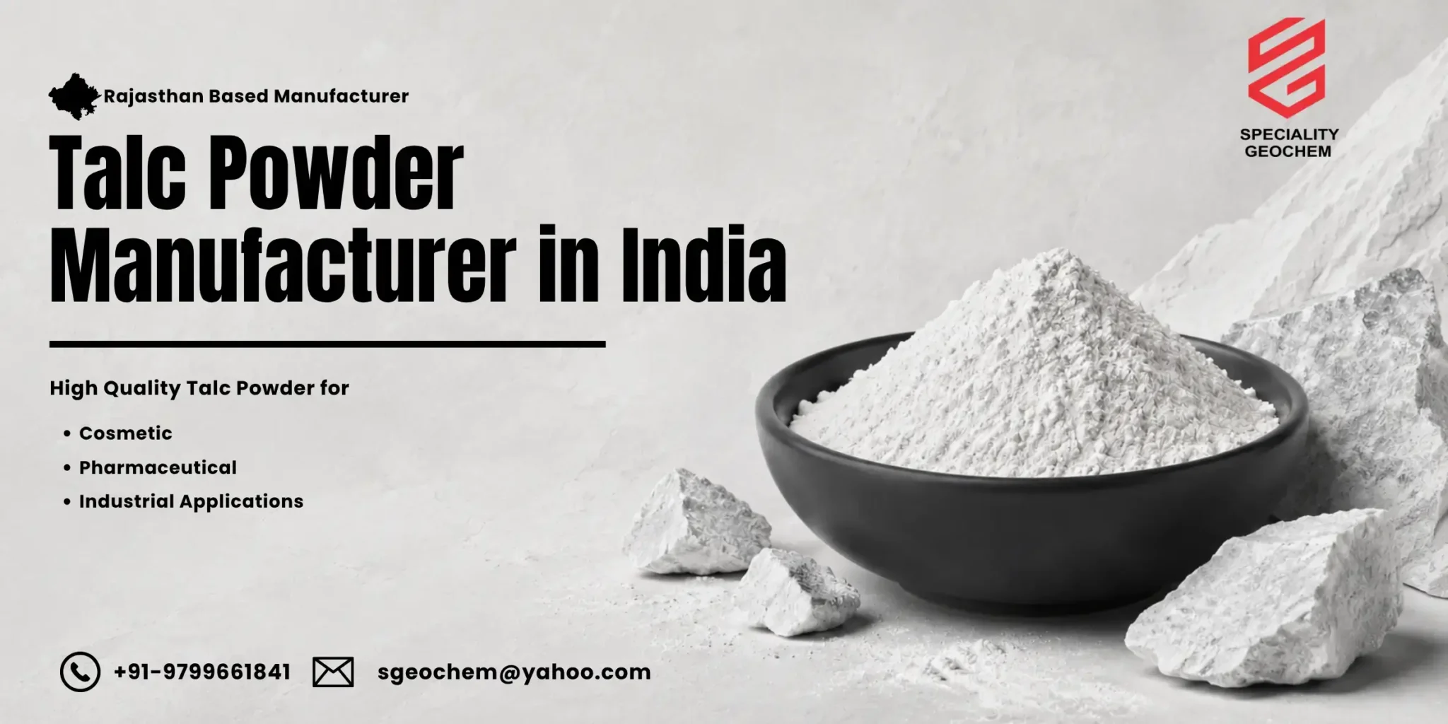 Talc powder manufacturer in India producing cosmetic, pharmaceutical and industrial grade talc powder in Udaipur Rajasthan